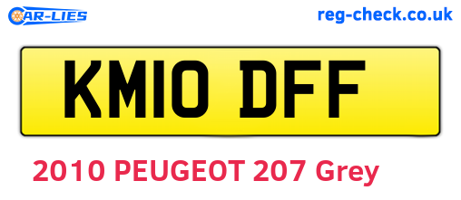 KM10DFF are the vehicle registration plates.