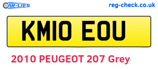 KM10EOU are the vehicle registration plates.