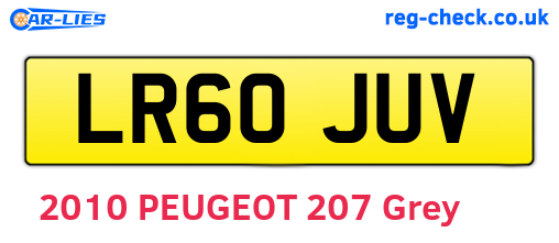 LR60JUV are the vehicle registration plates.