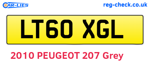 LT60XGL are the vehicle registration plates.