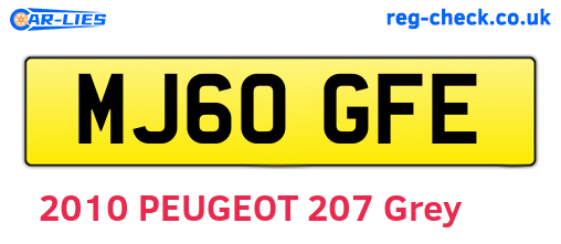 MJ60GFE are the vehicle registration plates.