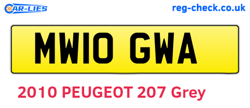 MW10GWA are the vehicle registration plates.