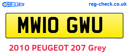MW10GWU are the vehicle registration plates.