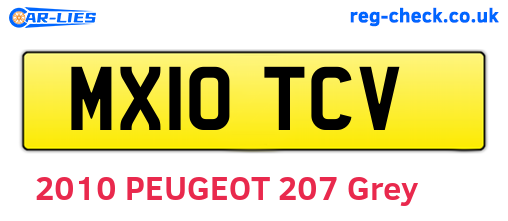 MX10TCV are the vehicle registration plates.