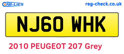 NJ60WHK are the vehicle registration plates.