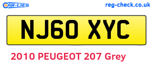 NJ60XYC are the vehicle registration plates.