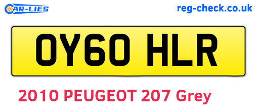 OY60HLR are the vehicle registration plates.
