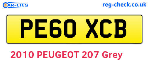 PE60XCB are the vehicle registration plates.