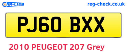 PJ60BXX are the vehicle registration plates.