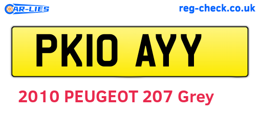 PK10AYY are the vehicle registration plates.