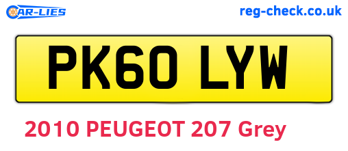 PK60LYW are the vehicle registration plates.