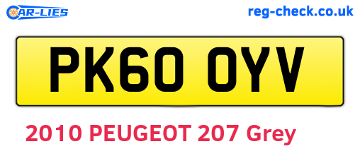 PK60OYV are the vehicle registration plates.