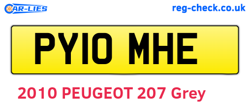 PY10MHE are the vehicle registration plates.