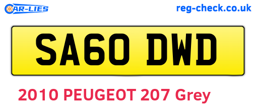 SA60DWD are the vehicle registration plates.
