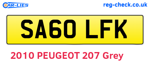 SA60LFK are the vehicle registration plates.