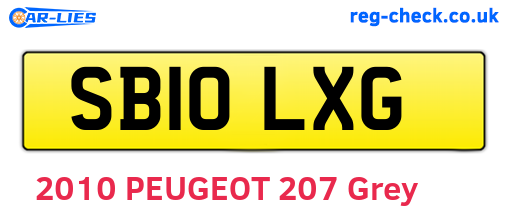 SB10LXG are the vehicle registration plates.