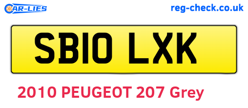 SB10LXK are the vehicle registration plates.