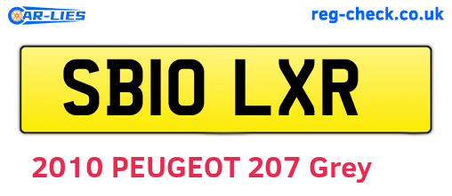 SB10LXR are the vehicle registration plates.