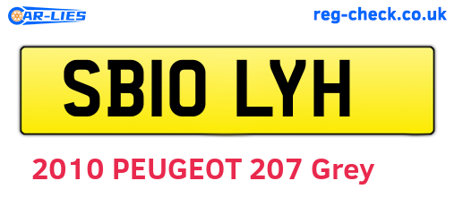 SB10LYH are the vehicle registration plates.