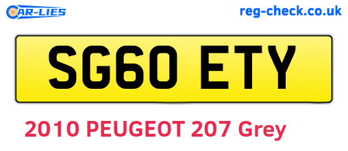 SG60ETY are the vehicle registration plates.