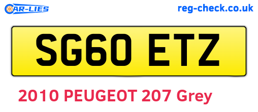 SG60ETZ are the vehicle registration plates.