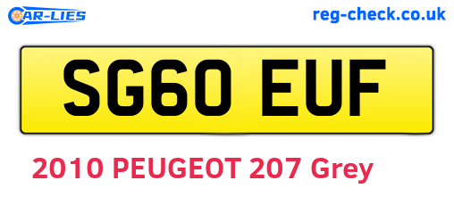 SG60EUF are the vehicle registration plates.