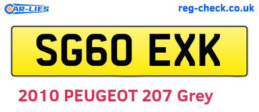 SG60EXK are the vehicle registration plates.