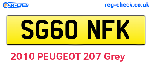 SG60NFK are the vehicle registration plates.