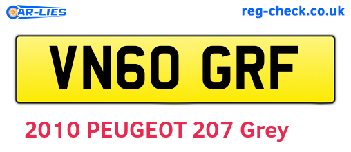 VN60GRF are the vehicle registration plates.