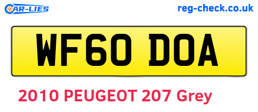 WF60DOA are the vehicle registration plates.