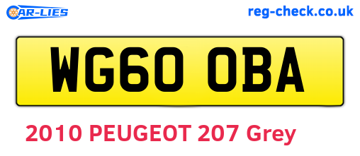 WG60OBA are the vehicle registration plates.