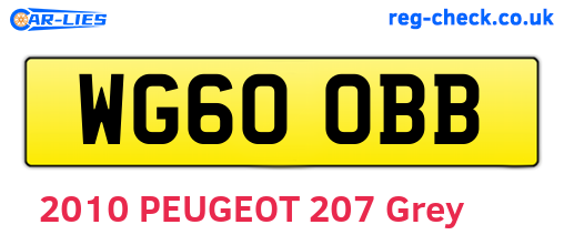 WG60OBB are the vehicle registration plates.