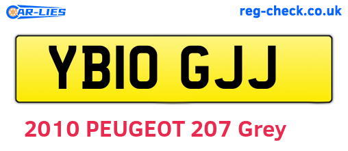 YB10GJJ are the vehicle registration plates.