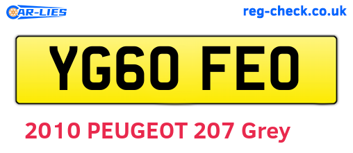 YG60FEO are the vehicle registration plates.