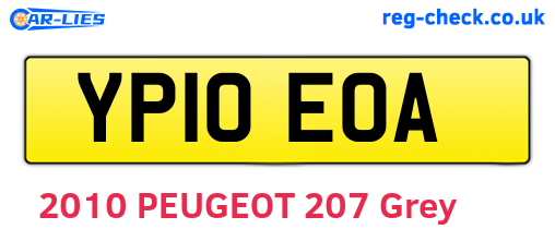 YP10EOA are the vehicle registration plates.