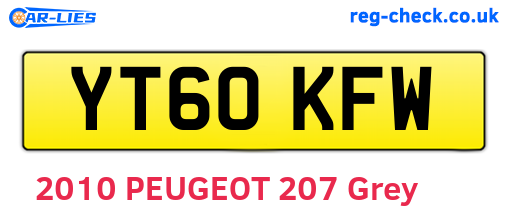 YT60KFW are the vehicle registration plates.