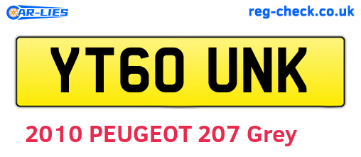 YT60UNK are the vehicle registration plates.