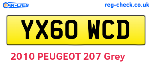YX60WCD are the vehicle registration plates.