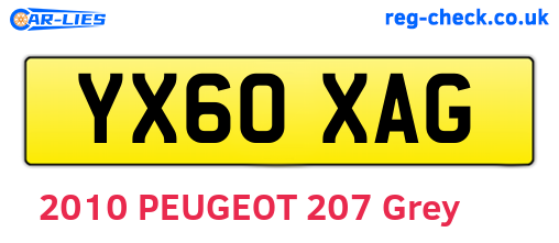 YX60XAG are the vehicle registration plates.