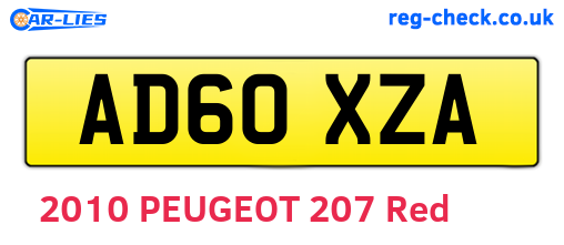 AD60XZA are the vehicle registration plates.
