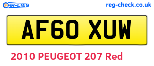 AF60XUW are the vehicle registration plates.