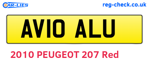 AV10ALU are the vehicle registration plates.