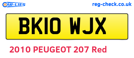 BK10WJX are the vehicle registration plates.