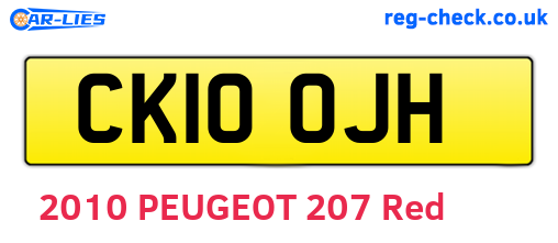 CK10OJH are the vehicle registration plates.