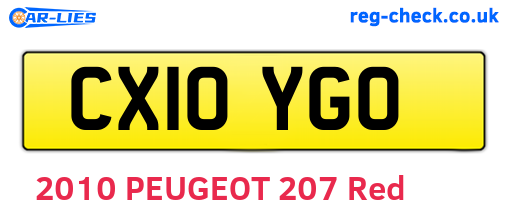 CX10YGO are the vehicle registration plates.