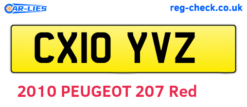 CX10YVZ are the vehicle registration plates.