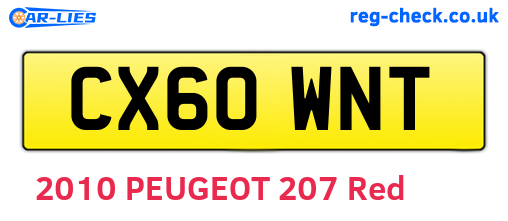 CX60WNT are the vehicle registration plates.