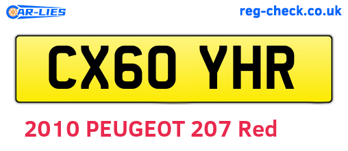CX60YHR are the vehicle registration plates.