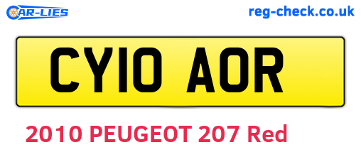 CY10AOR are the vehicle registration plates.