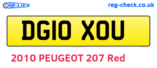 DG10XOU are the vehicle registration plates.